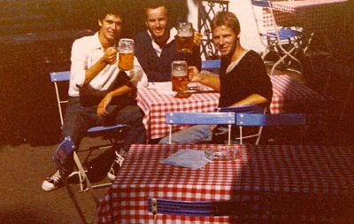 Steph, Viv & Jerry knocking back the beers in Munich 1982